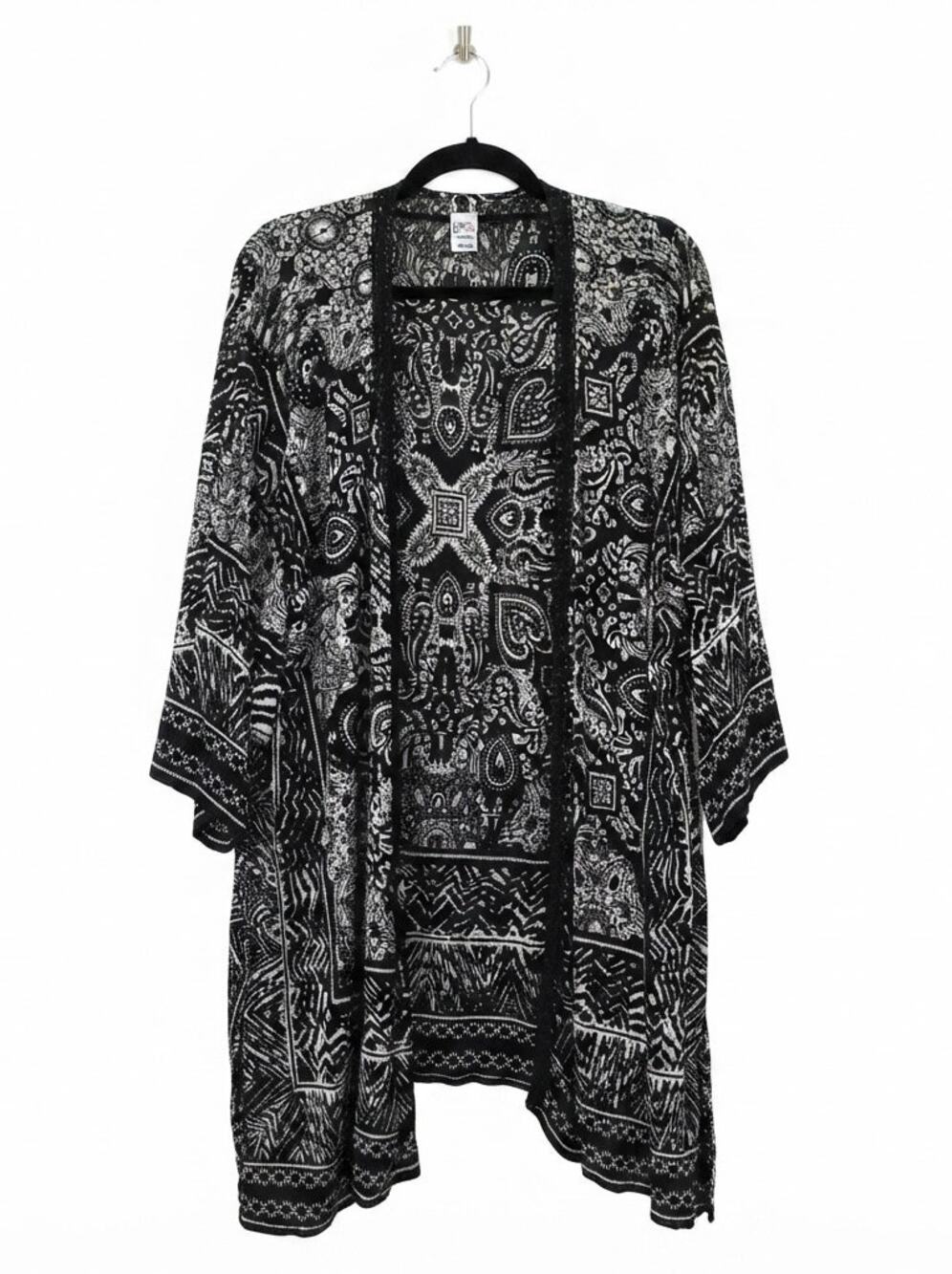 Bila Mandala-Inspired Paisley Open Front Kimono Duster Cardigan Size XL/XXL
